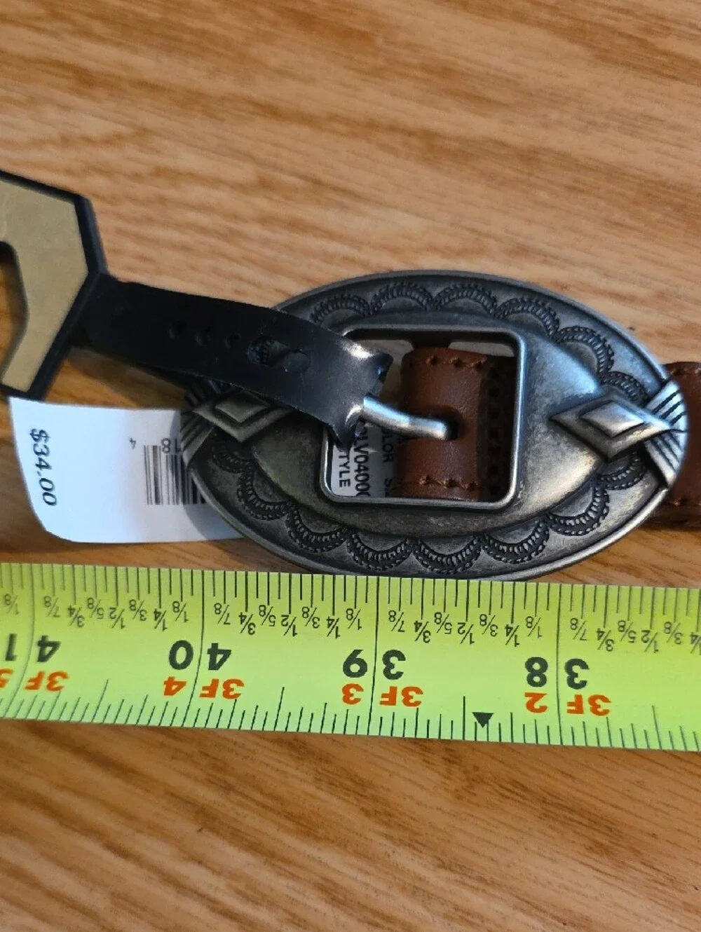 Levi's Brown Braided Leather Belt with Decorative Western Buckle